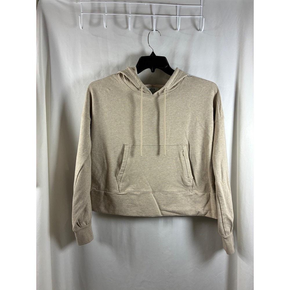 FLX Womens Oatmeal Heather Cropped‎ Hoodie Sweatshirt Tan Large L RN73277